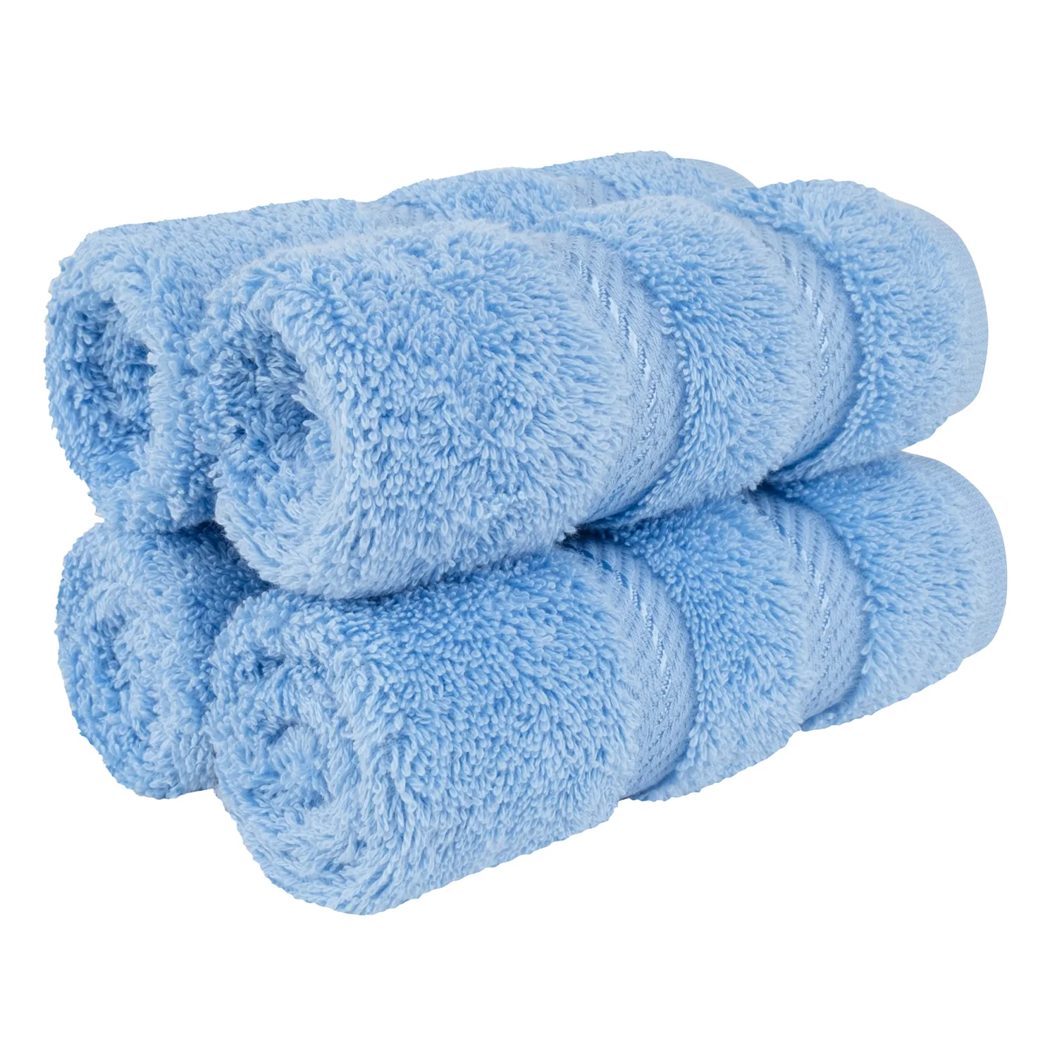 American Soft Linen Luxury Washcloths for Bathroom, 100% Turkish Cotton Washcloth Set of 4, 13x13 in Soft Washcloths for Body and Face, Baby Washcloths, Sky Blue Washcloths