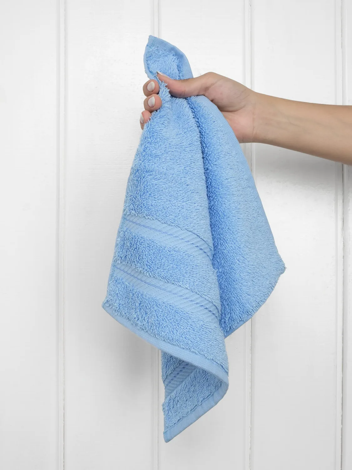 American Soft Linen Luxury Washcloths for Bathroom, 100% Turkish Cotton Washcloth Set of 4, 13x13 in Soft Washcloths for Body and Face, Baby Washcloths, Sky Blue Washcloths