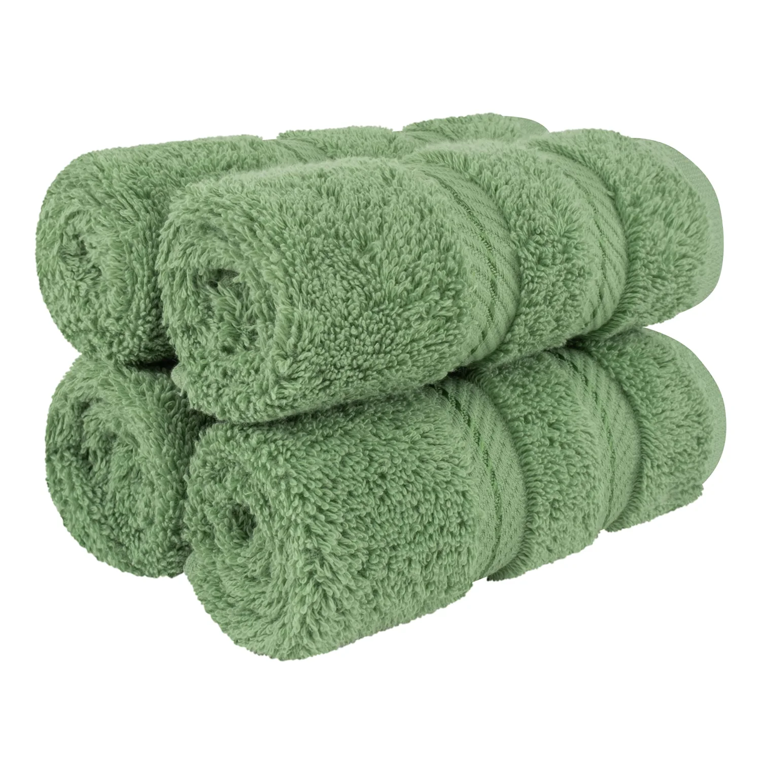 American Soft Linen Luxury Washcloths for Bathroom, 100% Turkish Cotton Washcloth Set of 4, 13x13 in Soft Washcloths for Body and Face, Baby Washcloths, Sage Green Washcloths