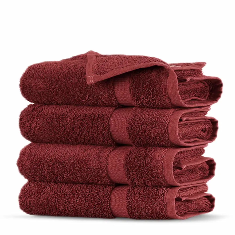 Towel Bazaar Premium Cotton Super Soft and Absorbent Turkish Towels (4-Piece Washcloth, Cranberry)