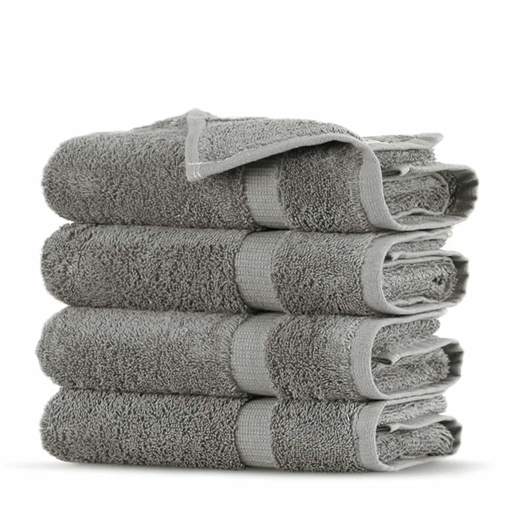 Towel Bazaar Premium Cotton Super Soft and Absorbent Turkish Towels (4-Piece Washcloth, Gray)