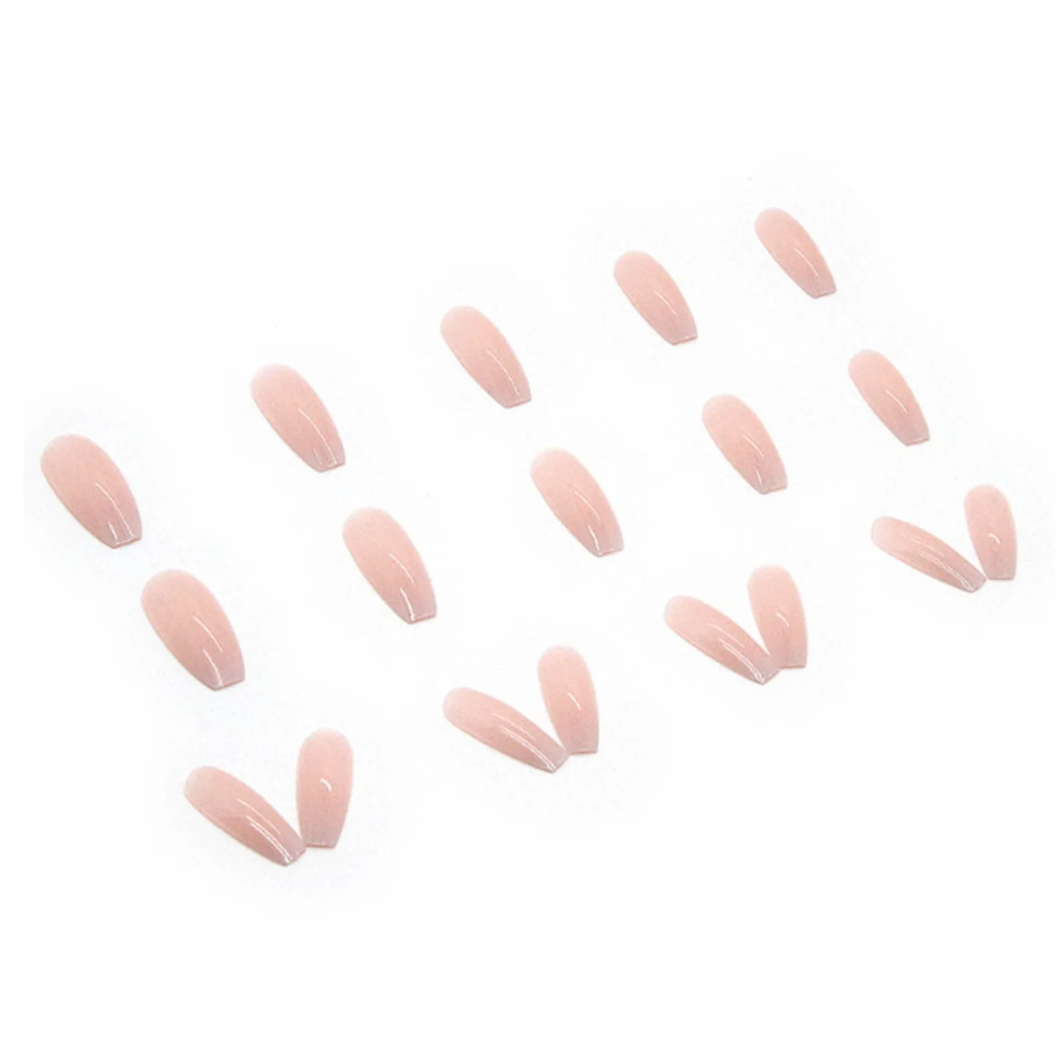 Long Press on Nails Square French Fake Nails Full Cover Nude Acrylic False Nails for Women and Girls 24PCS (Pink White)
