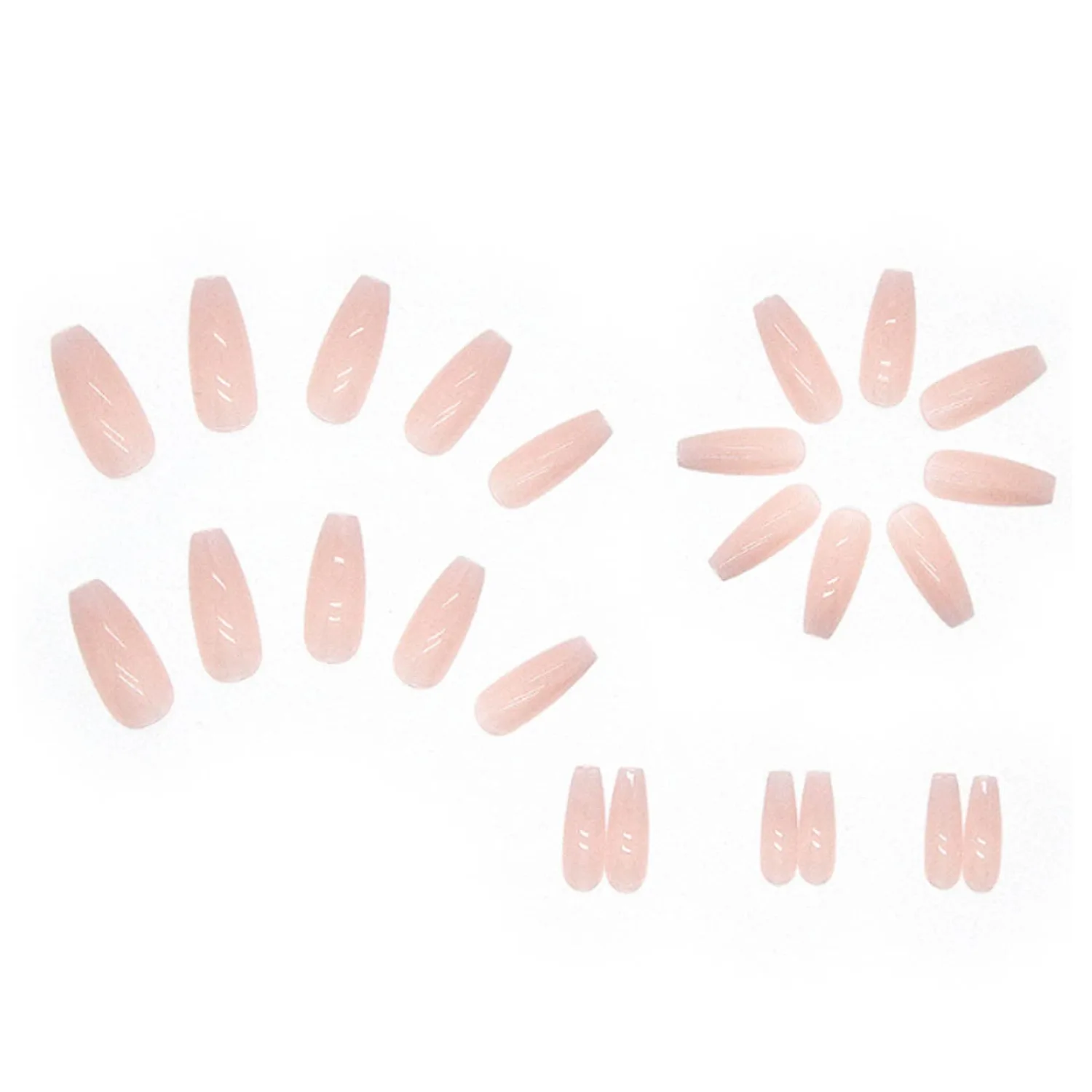 Long Press on Nails Square French Fake Nails Full Cover Nude Acrylic False Nails for Women and Girls 24PCS (Pink White)