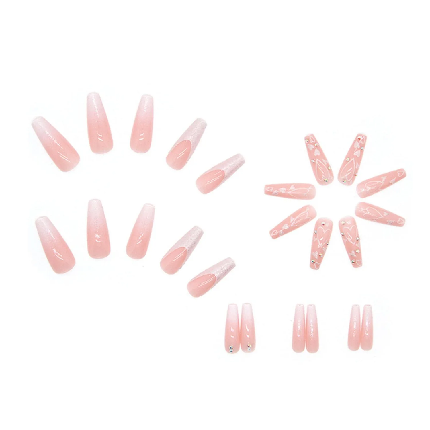 Long Press on Nails Square French Fake Nails Full Cover Nude Acrylic False Nails for Women and Girls 24PCS (French Coffin Pink)