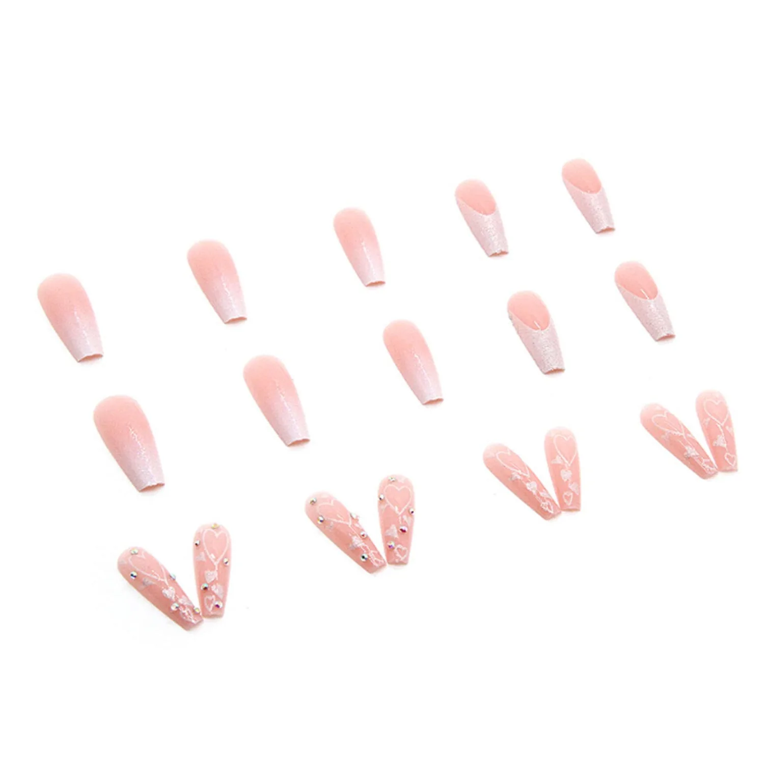 Long Press on Nails Square French Fake Nails Full Cover Nude Acrylic False Nails for Women and Girls 24PCS (French Coffin Pink)