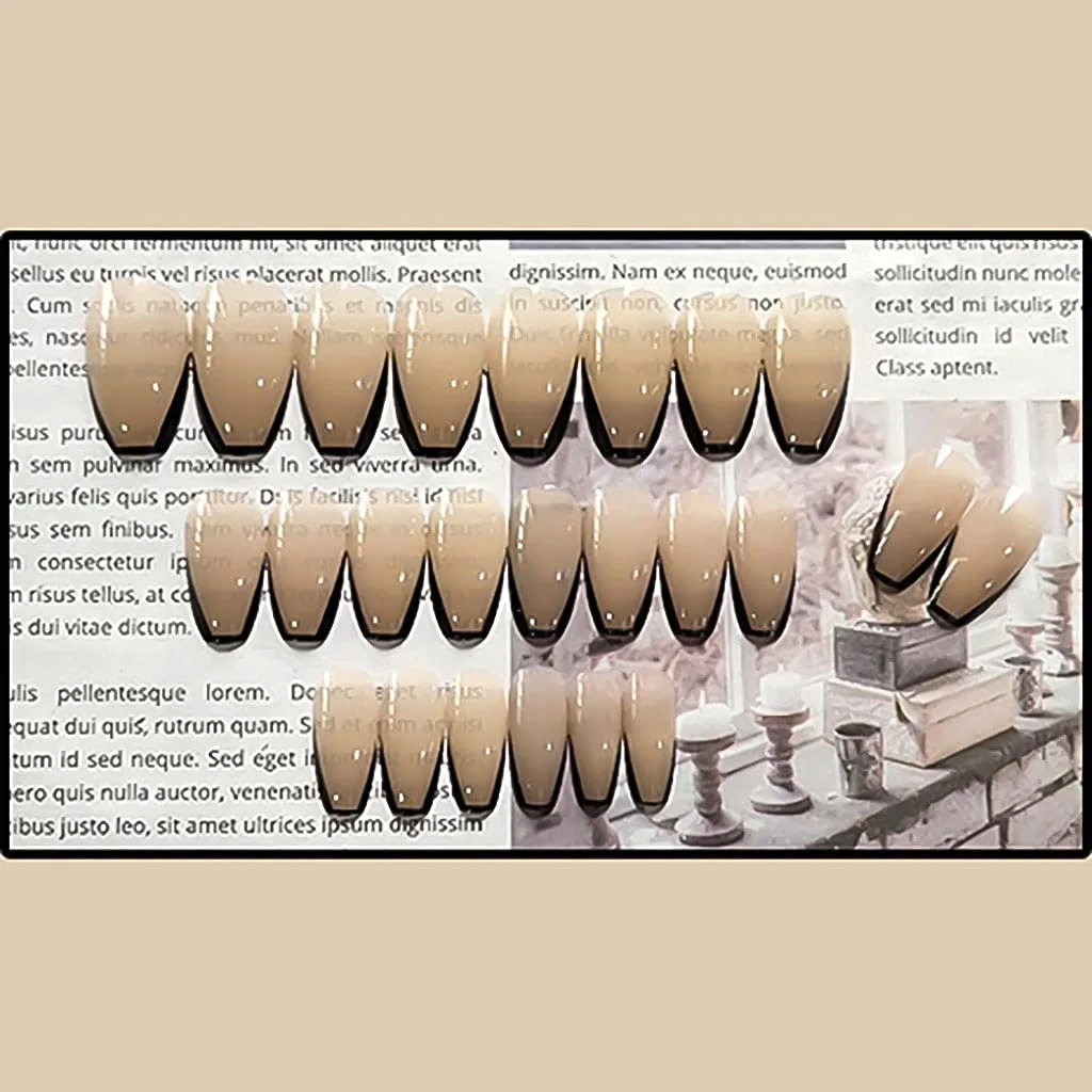 RikView Press on Nails Medium Length French Acrylic Nails Coffin Fake Nails Black Nails Tips Nude Full Cover Nails(Clear)