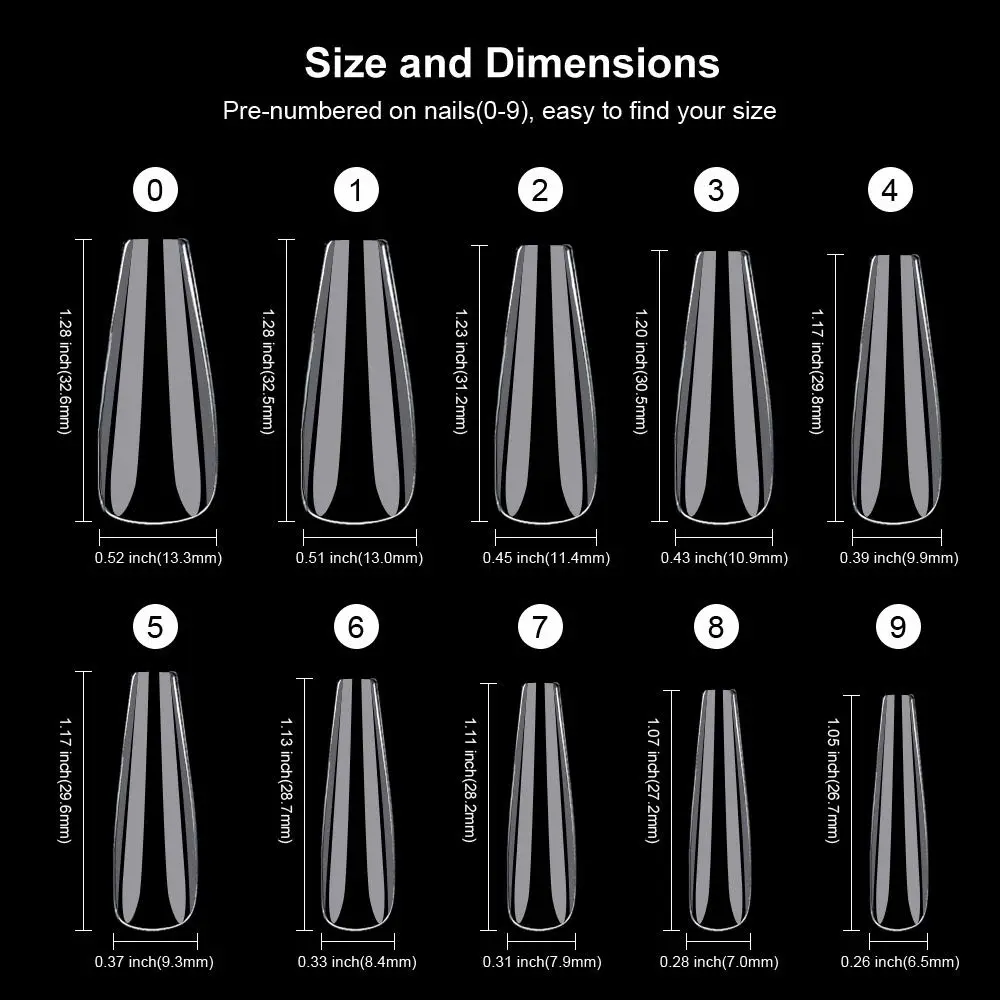 Clear Long Coffin Shaped Fake Nails, Ballerina Full Cover Acrylic Nail Tips, 100pcs Artificial False Nails with Nail File/Cuticle Pusher/Case for Salon Nail Art, DIY Long Coffin Nails Design Kit