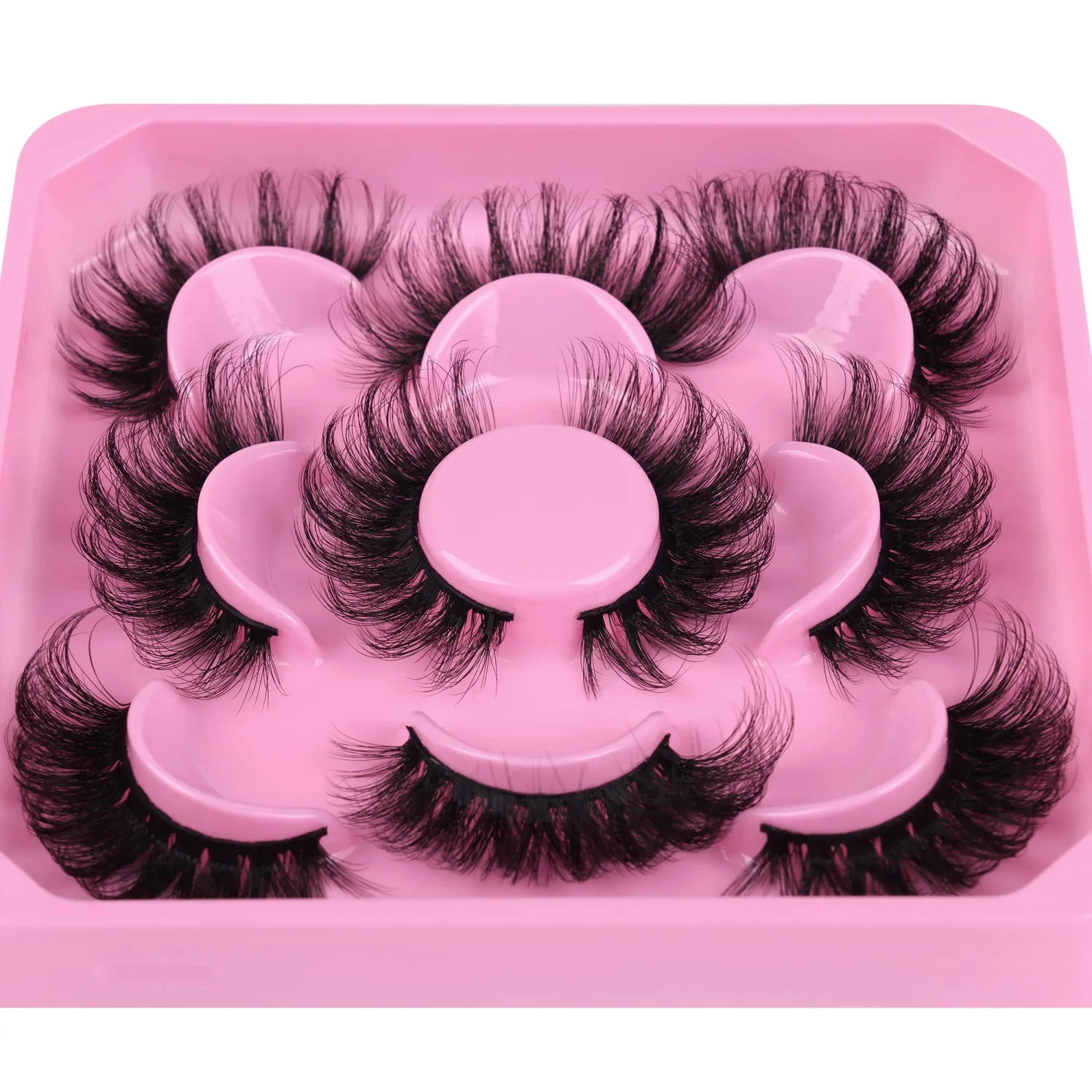 Cat Eye Mink Lashes Fluffy False Eyelashes Dramatic Eyelashes Mink Fluttery Fake Eyelashes 20mm Length Reusable Flared Lashes 5 Pairs by Focipeysa