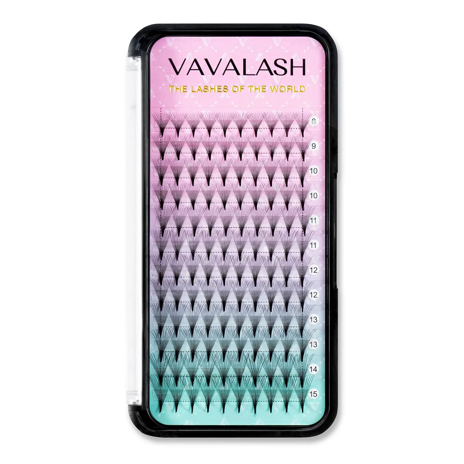 Eyelash Extensions 3D 4D 5D 6D 8D 9D 10D Thickness 0.07/0.1 C/D Curl Eyelashes Middle Stem & Long Stem Heat Bonded Premade Fans Russian Volume Lash Extensions Supplies (Middle Stem 12D-0.07-C-11mm)