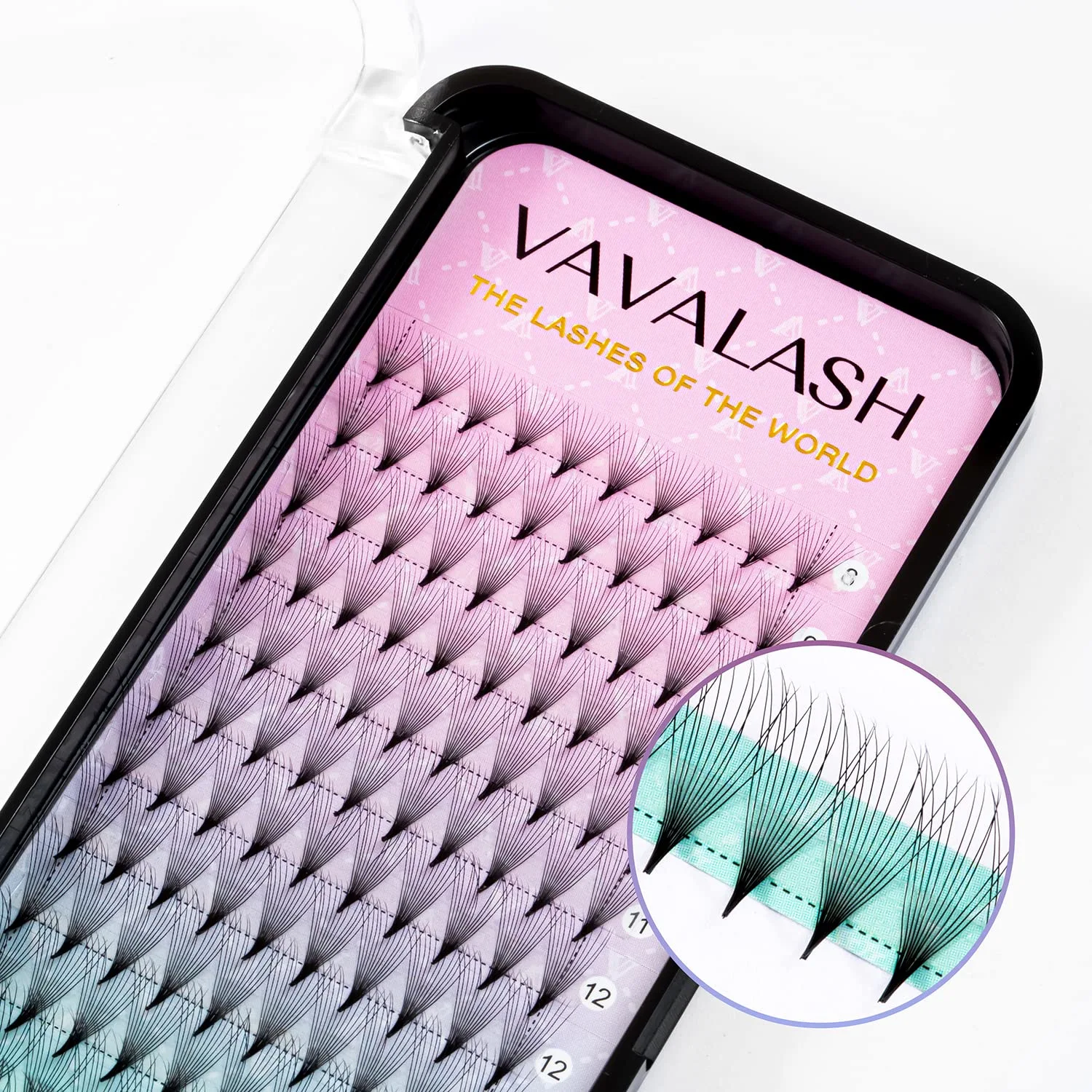 Eyelash Extensions 3D 4D 5D 6D 8D 9D 10D Thickness 0.07/0.1 C/D Curl Eyelashes Middle Stem & Long Stem Heat Bonded Premade Fans Russian Volume Lash Extensions Supplies (Middle Stem 12D-0.07-C-11mm)