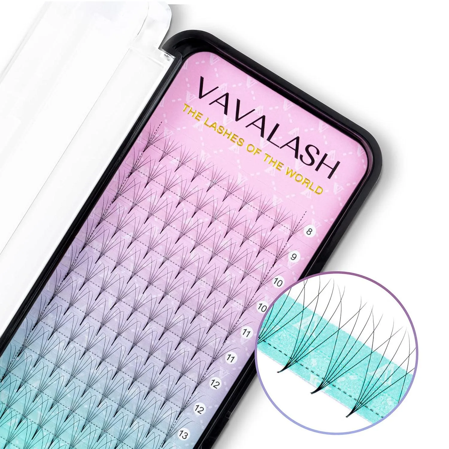 Eyelash Extensions 3D 4D 5D 6D 8D 9D 10D Thickness 0.07/0.1 C/D Curl Eyelashes Middle Stem & Long Stem Heat Bonded Premade Fans Russian Volume Lash Extensions Supplies (Middle Stem 5D-0.07-C-13mm)