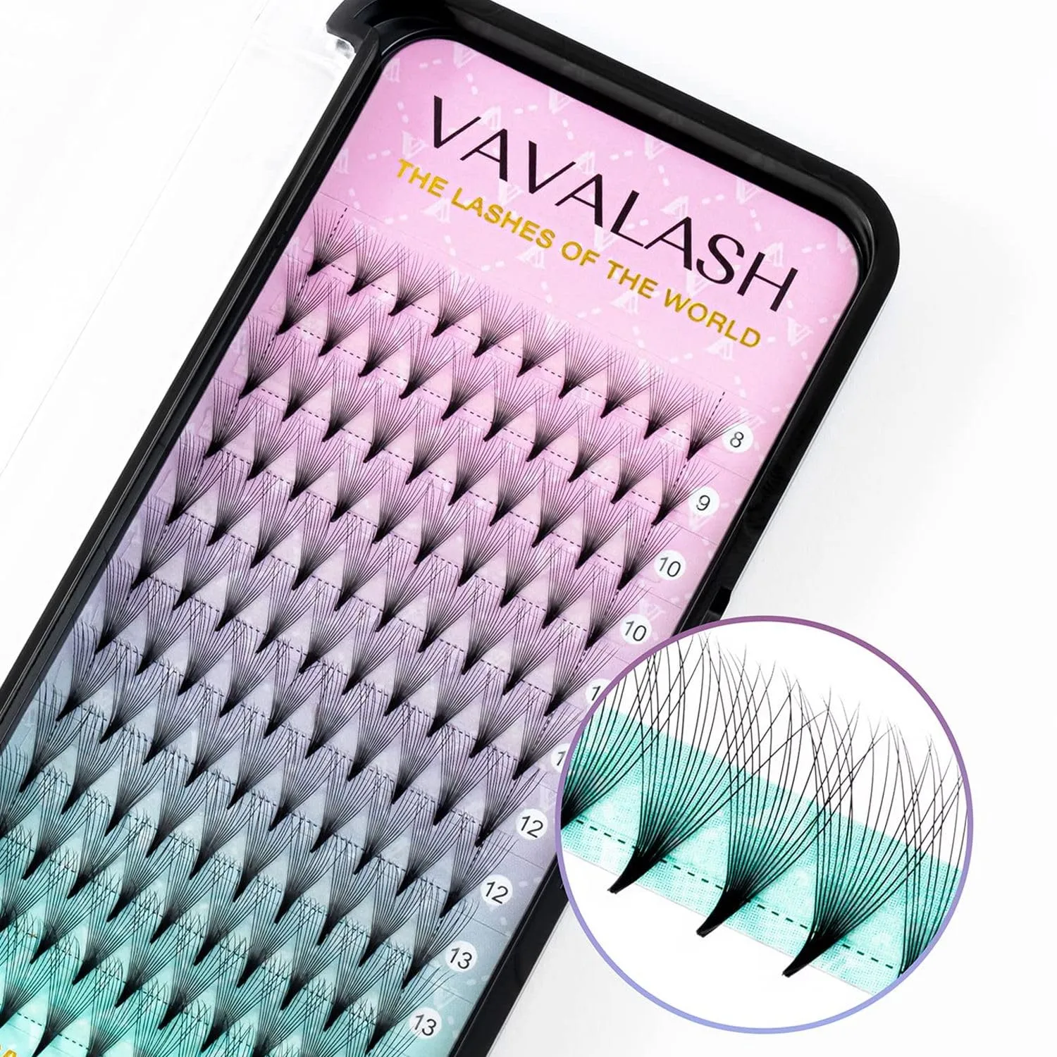 Eyelash Extensions 3D 4D 5D 6D 8D 9D 10D Thickness 0.07/0.1 C/D Curl Eyelashes Middle Stem Premade Fans Russian Volume Lash Extensions Supplies (Middle Stem 14D-0.07-D-8-15mm)