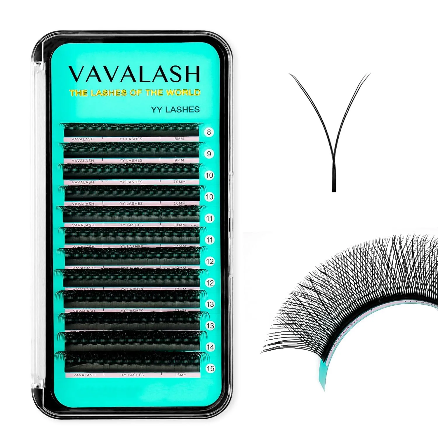 VAVALASH Y Lash Extensions C Curl 0.05mm 11mm Tray Easy Premade Volume 2D Fans Eyelash Extension YY Type Natural Volume Lashes Extension Soft Matte Black Lashes (YY-0.05-C-11mm)