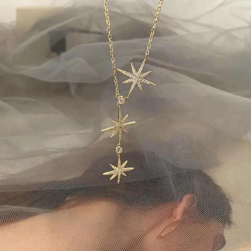 Light Luxury High-grade Simple Temperament Eight-pointed Stars Pendant Necklace