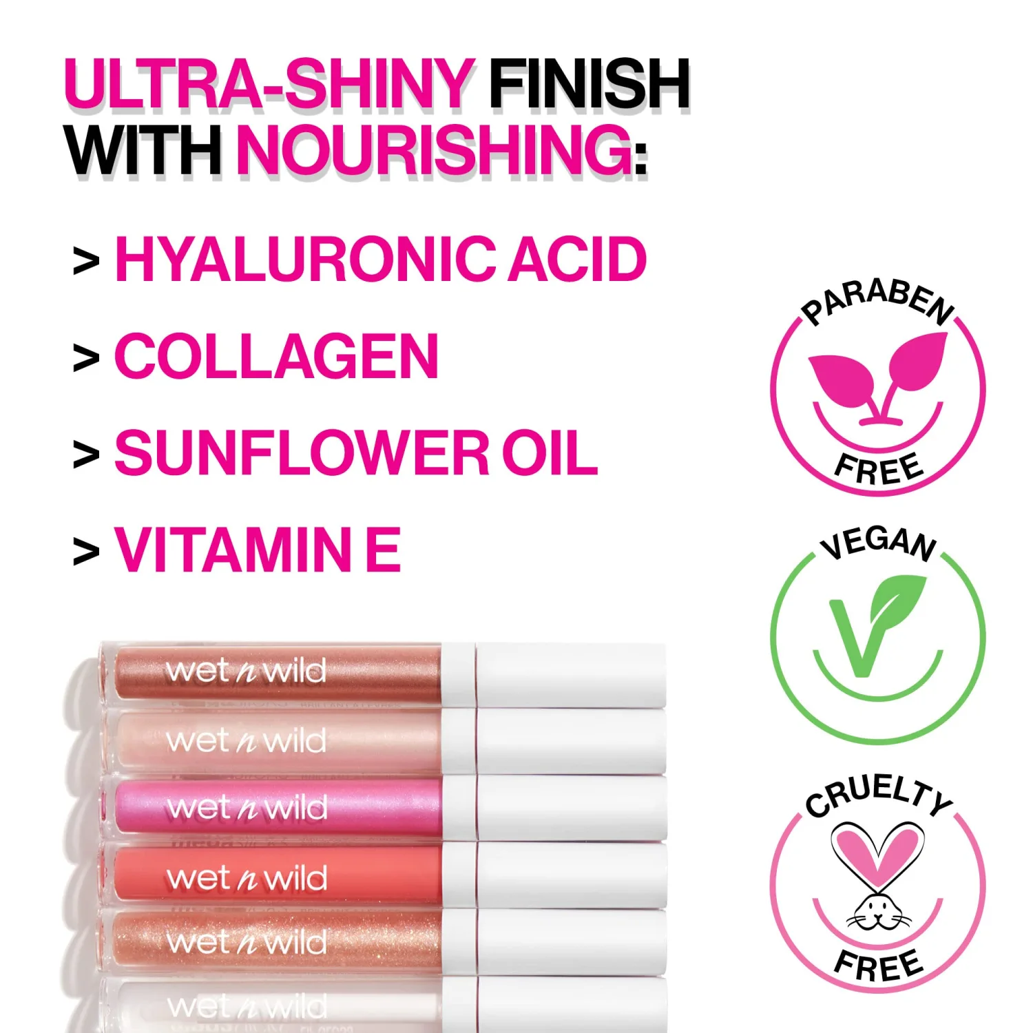 wet n wild Mega Slicks Lip Gloss | Long Lasting | Hyaluronic Acid | High Shine | Attitude Check
