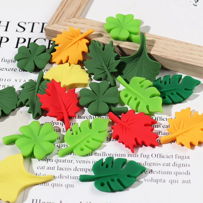 Simulated Leaf Clover Cream Gum Mobile Phone Shell Diy Hand Drop Glue Self-made Hair Decoration Materials Packaging Accessories