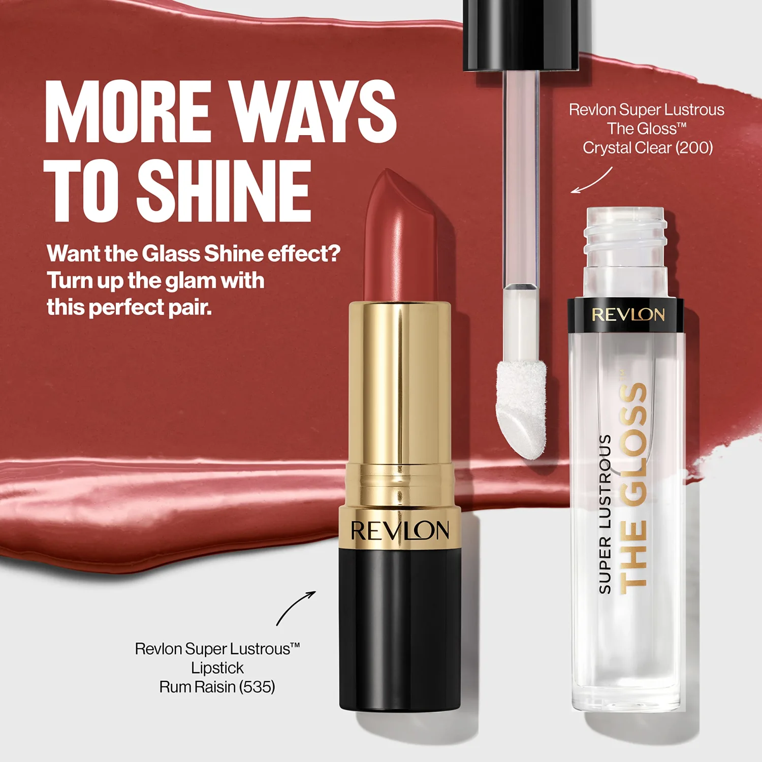REVLON Super Lustrous Glass Shine Lipstick, Flawless Moisturizing Lip Color with Aloe, Hyaluronic Acid and Rose Quartz, Fire & Ice (005), 0.15 oz
