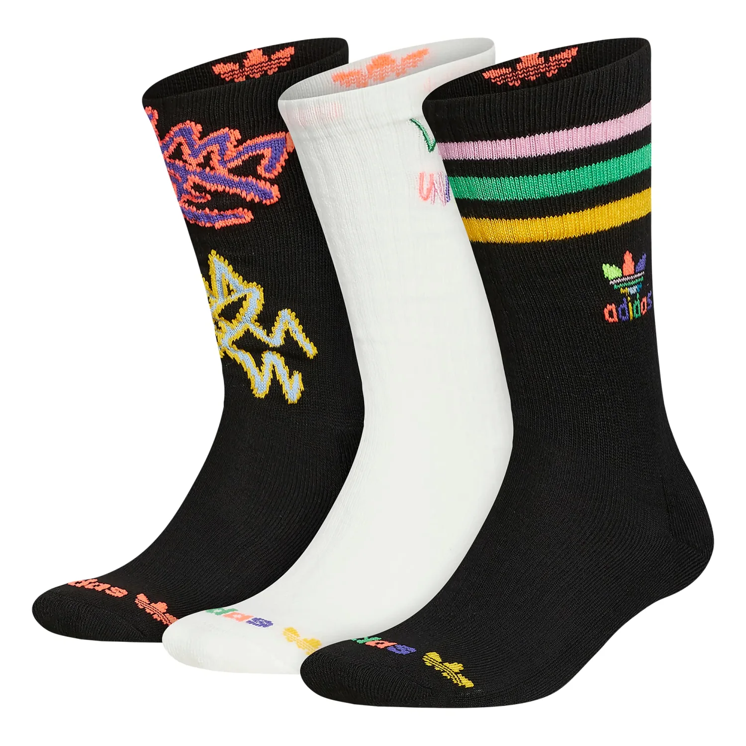 adidas Originals Mixed Graphics Cushioned Crew Socks (3-Pair)