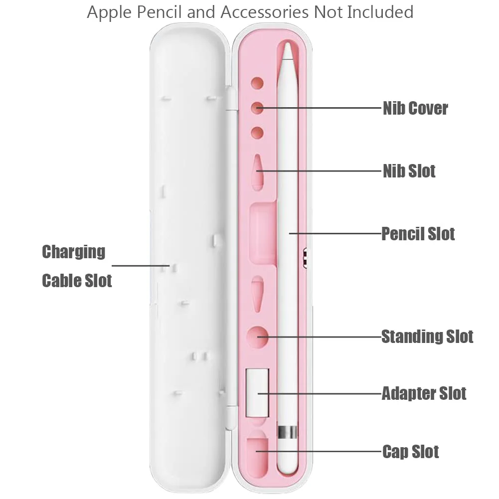YINVA Pencil Case for Apple Pencil 1st Generation/Apple Pencil 2nd Generation Case Holder, Pen Accessories Storage Case Box Cover Design for Apple iPad Pencil Accessories Tips(Pink)
