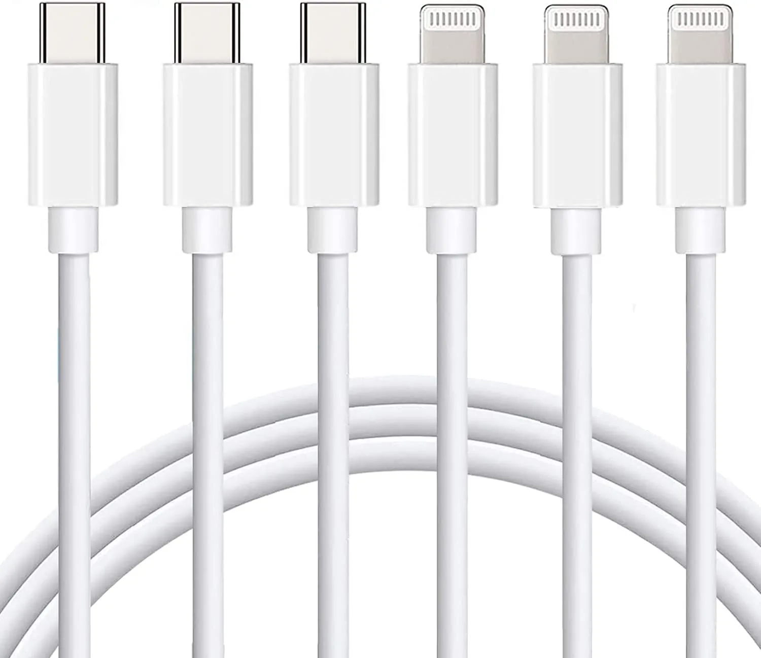 USB C to Lightning Cable Apple MFi Certified 3Pack 6FT iPhone Fast Charger Power Delivery Type Charging Cord Compatible with 14 13 Pro Max 12 11 XS XR X 8 iPad,White
