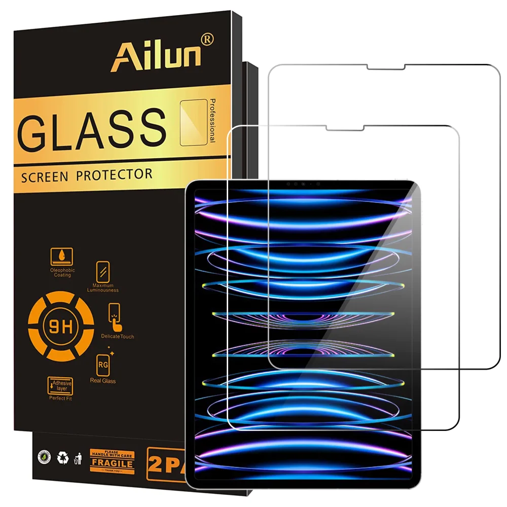 Ailun Screen Protector for iPad Air 4/5 Generation[10.9 Inch,2022 5th &2020 4th] iPad Pro 11 Inch Display[2022&2021&2020&2018 Release][2Pack] Tempered Glass [Face ID & Apple Pencil & Case Compatible]