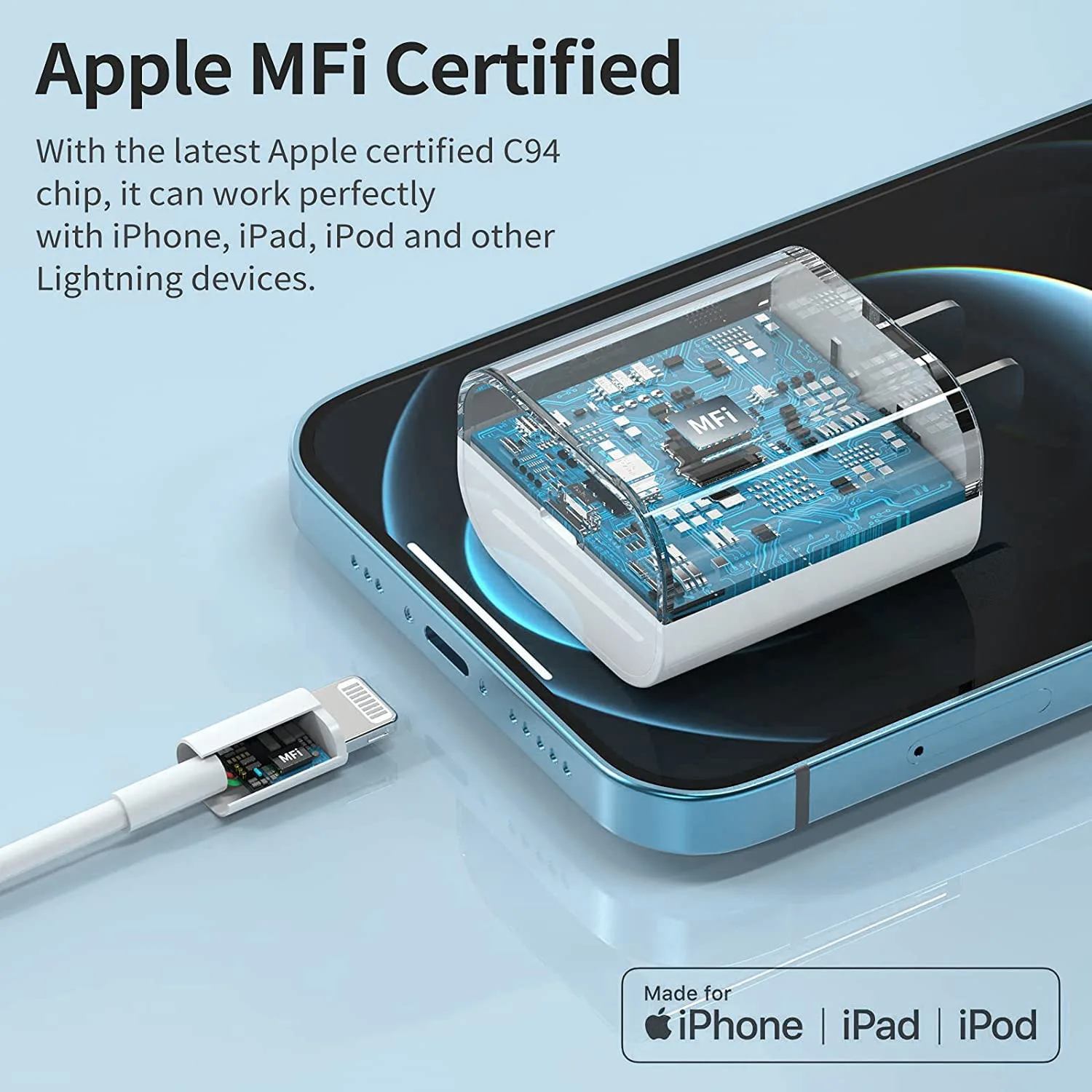 iPhone 14 13 Fast Charger,Fast iPhone Charger [Apple MFi Certified]Lightning Cable 20W Type C Charger USB C Fasting Charging Plug Adapter Compatible with iPhone13/13 Pro Max/12/12 Pro/11/XS/XR/X,iPad