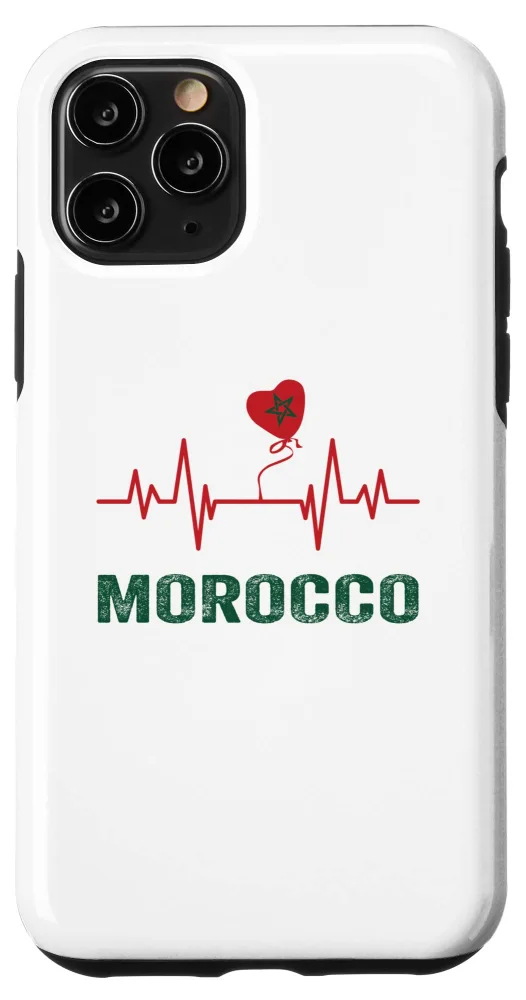 iPhone 11 Pro Morocco Moroccan Flag Motif Heart Beat (BACK ONLY) Case