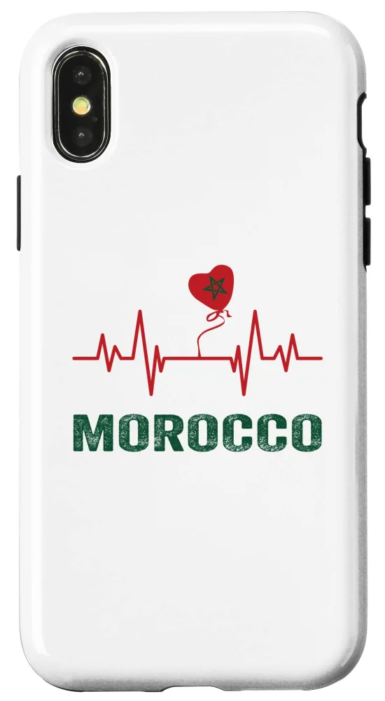 iPhone X/XS Morocco Moroccan Flag Motif Heart Beat (BACK ONLY) Case