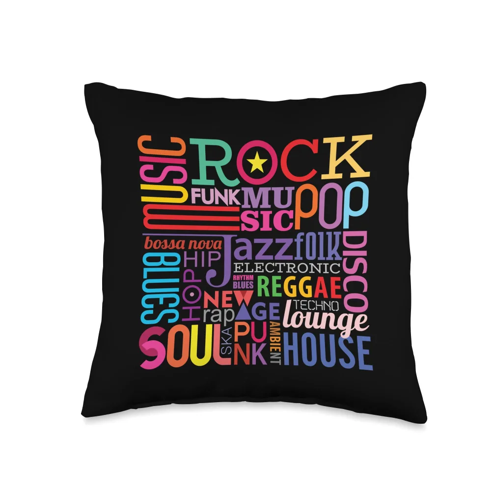 House-Music Women's Men's Throw Pillow, 16x16, Multicolor