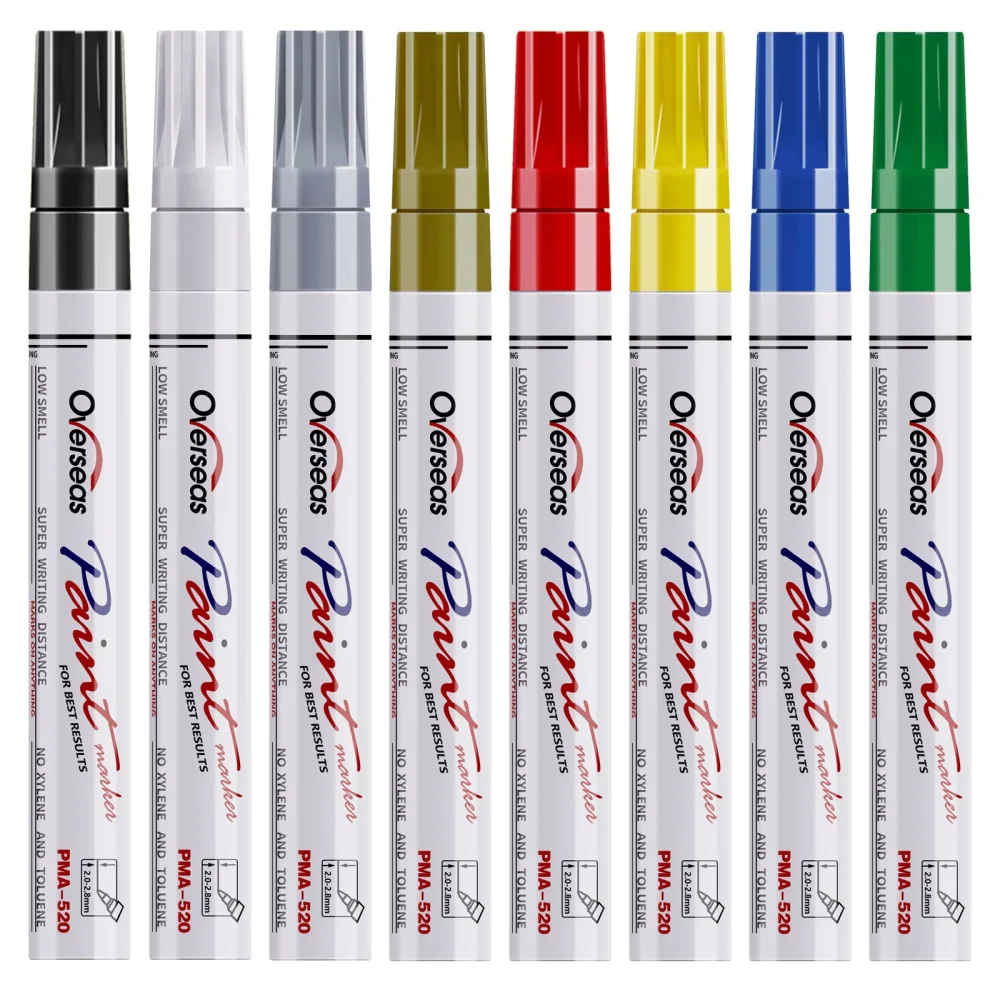 Paint Marker Pens - 8 Colors Oil Based Paint Markers, Permanent, Waterproof, Quick Dry, Medium Tip, Assorted Color Paint Pen for Metal, Wood, Fabric, Plastic, Rock Painting, Canvas, Glass, Art Craft