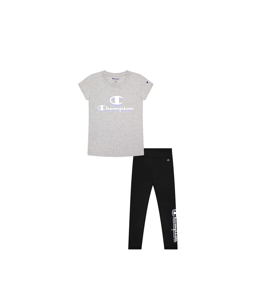 Champion Girls Tee Shirt and Legging Two Piece Top and Bottom Set Little Girls