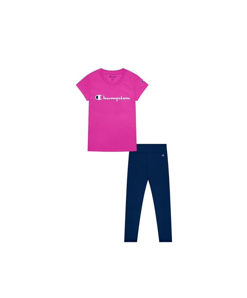 Champion Girls Tee Shirt and Legging Two Piece Top and Bottom Set Little Girls