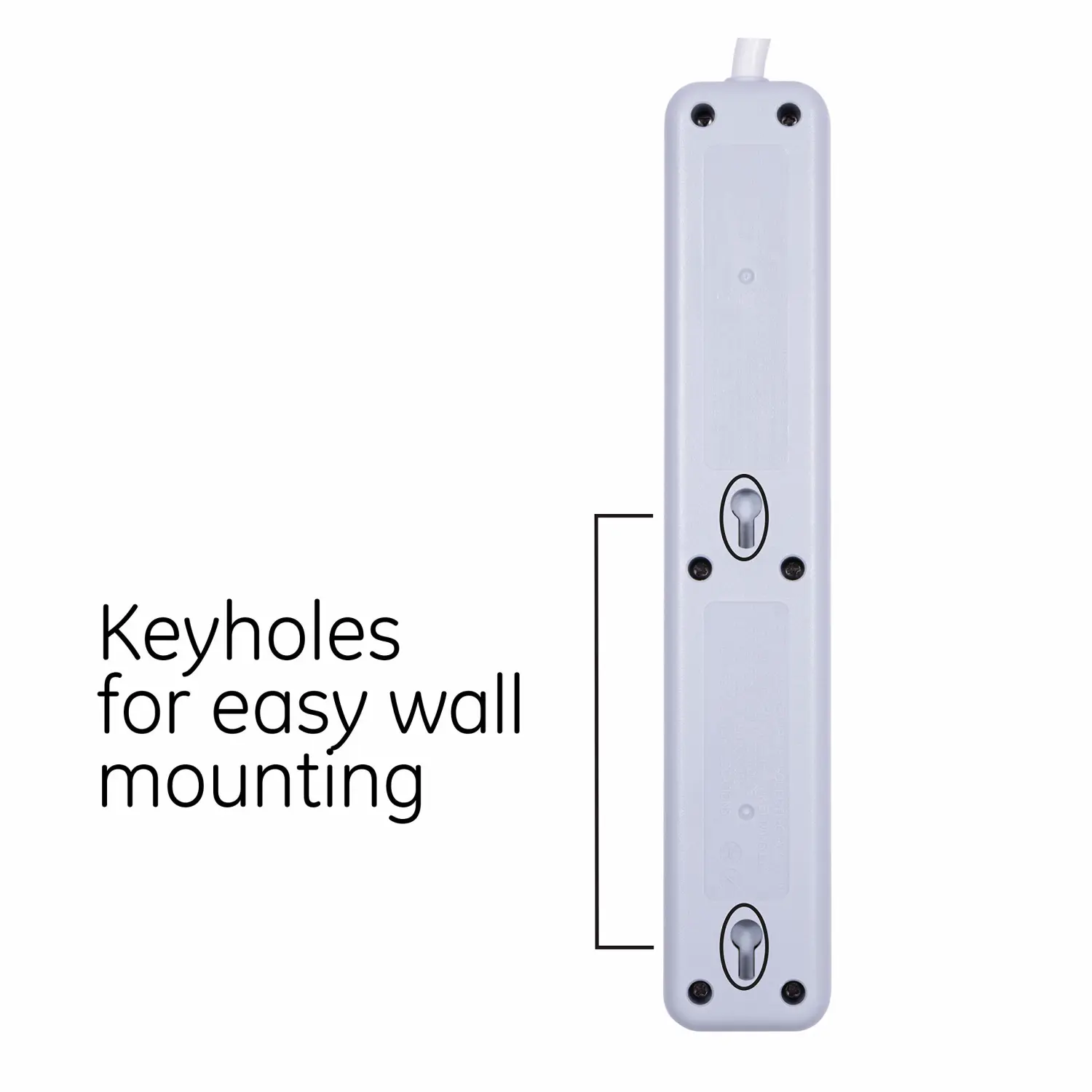 GE Pro 6-Outlet Surge Protector 2 Pack, 2 Ft Extension Cord, 620 Joules, Power Strip, Flat Plug, Integrated Circuit Breaker, Wall Mount, UL Listed, White, 46867