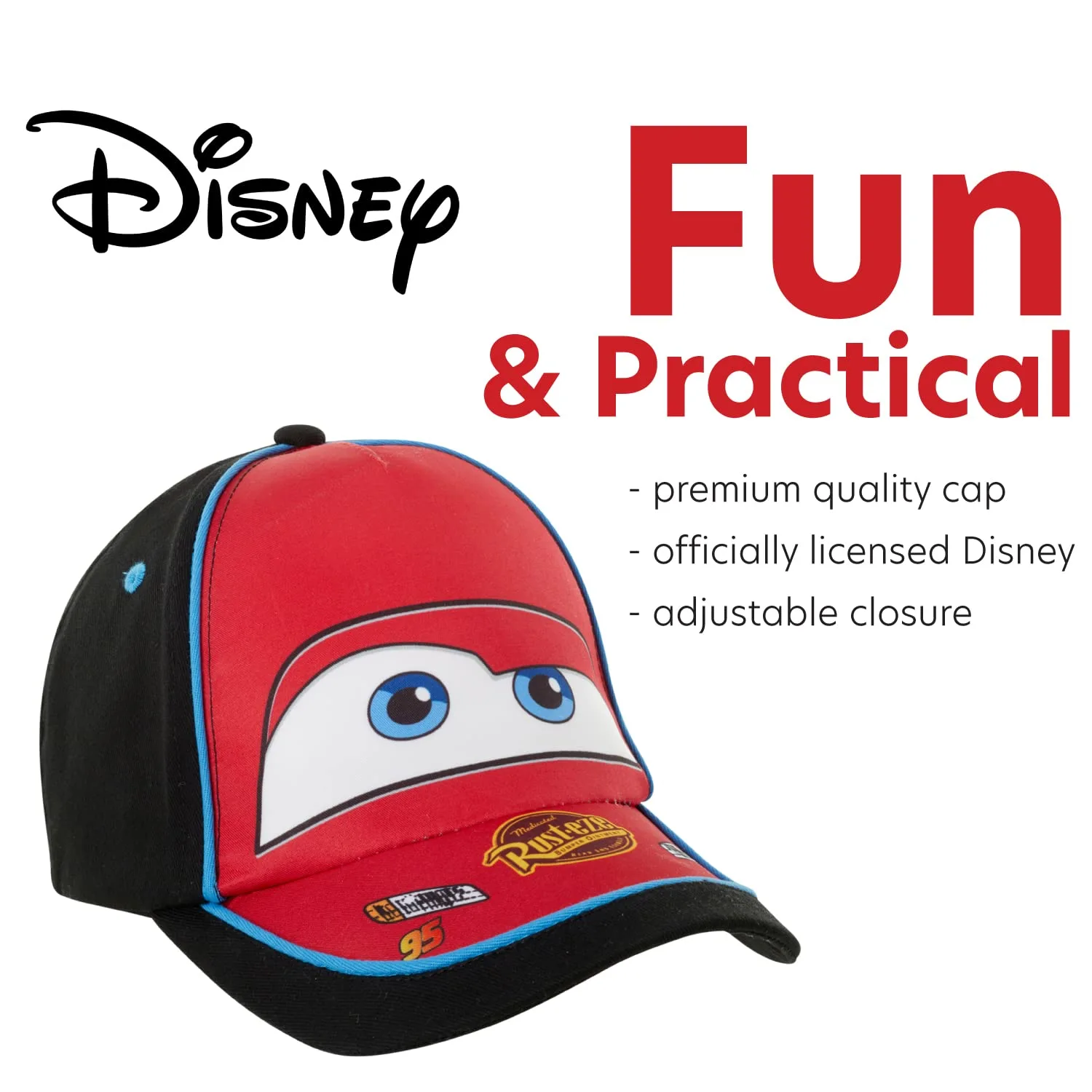 Disney Pixar Boys’ Cars Lightning McQueen Hat - Piston Cup Baseball Cap (Toddler/Boy)