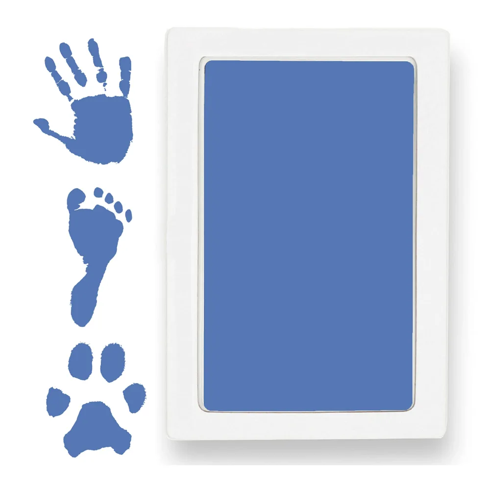 Large Clean Touch Ink Pad for Baby Handprints and Footprints – Inkless Infant Hand & Foot Stamp – Safe for Babies, Doesn’t Touch Skin – Perfect Family Memory or Gift, Blue Print Kit by Tiny Gifts