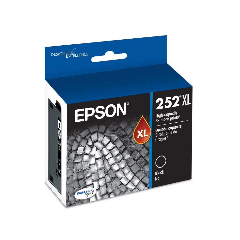 EPSON 252 DURABrite Ultra Ink High Capacity Black Cartridge (T252XL120-S) Works with WorkForce WF-3620, WF-3640, WF-7110, WF-7610, WF-7620, WF-7710, WF-7720, WF-7210