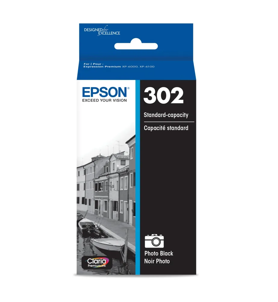 EPSON 302 Claria Premium Ink Standard Capacity Photo Black Cartridge (T302120-S) Works with Expression Premium XP-6000, XP-6100