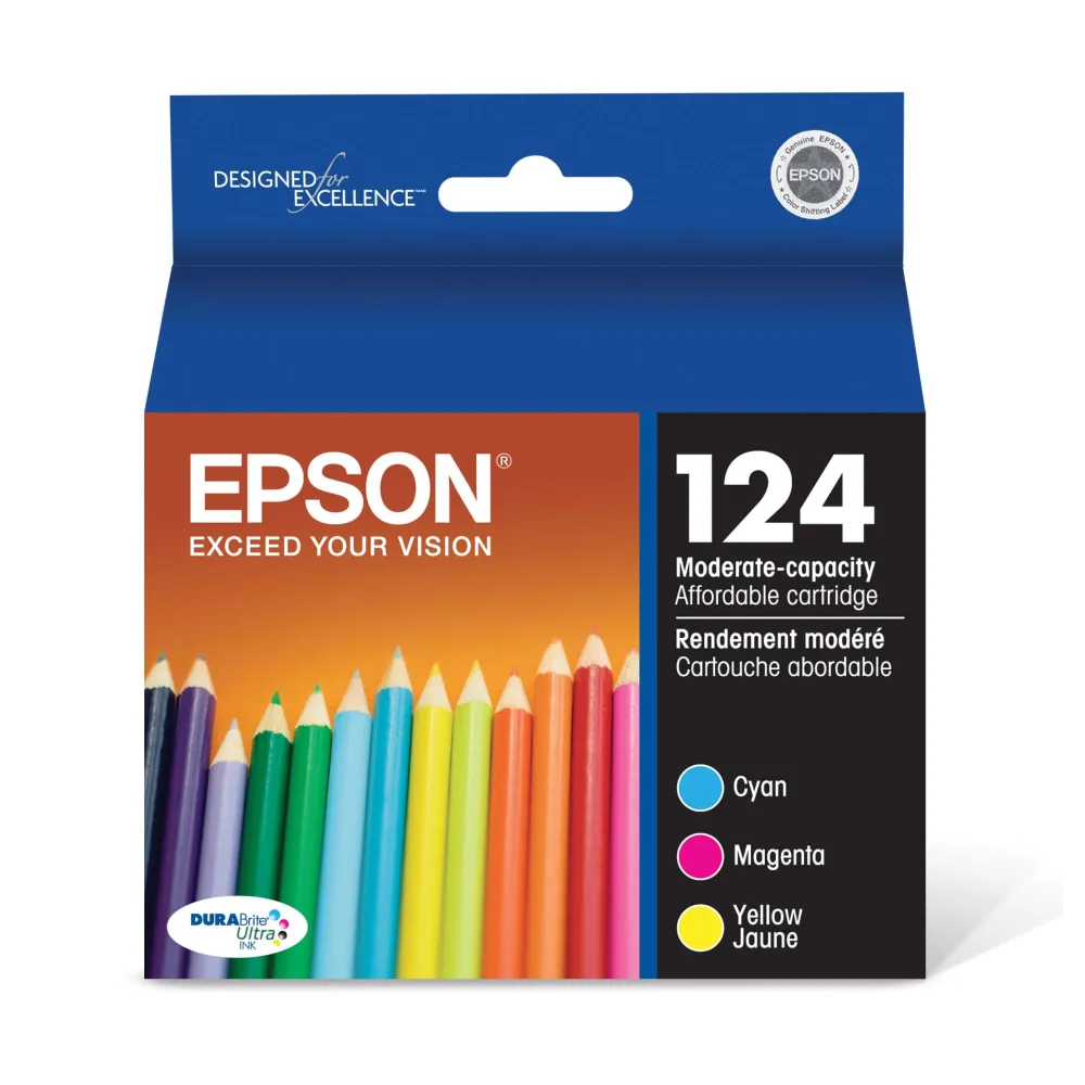 EPSON 124 DURABrite Ultra Ink Standard Capacity Color Combo Pack (T124520-S) Works with Stylus NX-125, NX-127, NX-130, NX-230, NX-330, NX-420, NX-430, WorkForce WF-320, WF-323, WF-325, WF-435