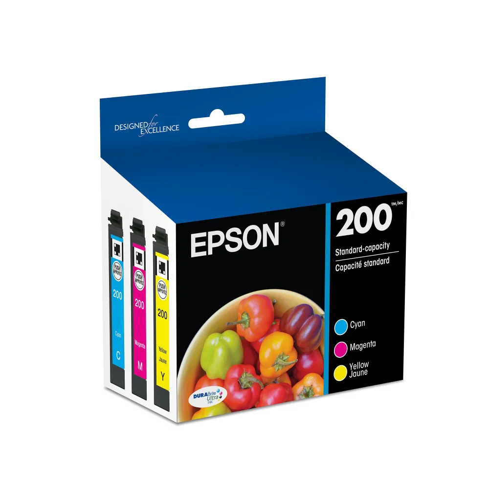 EPSON 200 DURABrite Ultra Ink Standard Capacity Color Combo Pack (T200520-S) Works with WorkForce WF-2520, WF-2530, WF-2540, Expression XP-200, XP-300, XP-310, XP-400, XP-410