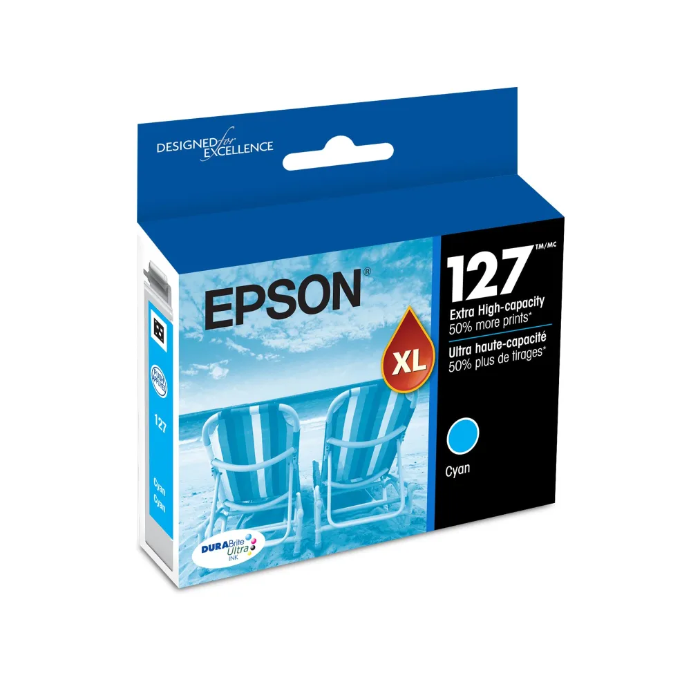 EPSON 127 DURABrite Ultra Ink Cyan Cartridge For NX-530, NX-625, WF-3520, WF-3530,WF-3540,WF-545, WF-60, WF-630, WF-633, WF-635, WF-645, WF-7010, WF-7510, WF-7520, WF-840, WF-845(Packaging May Vary)