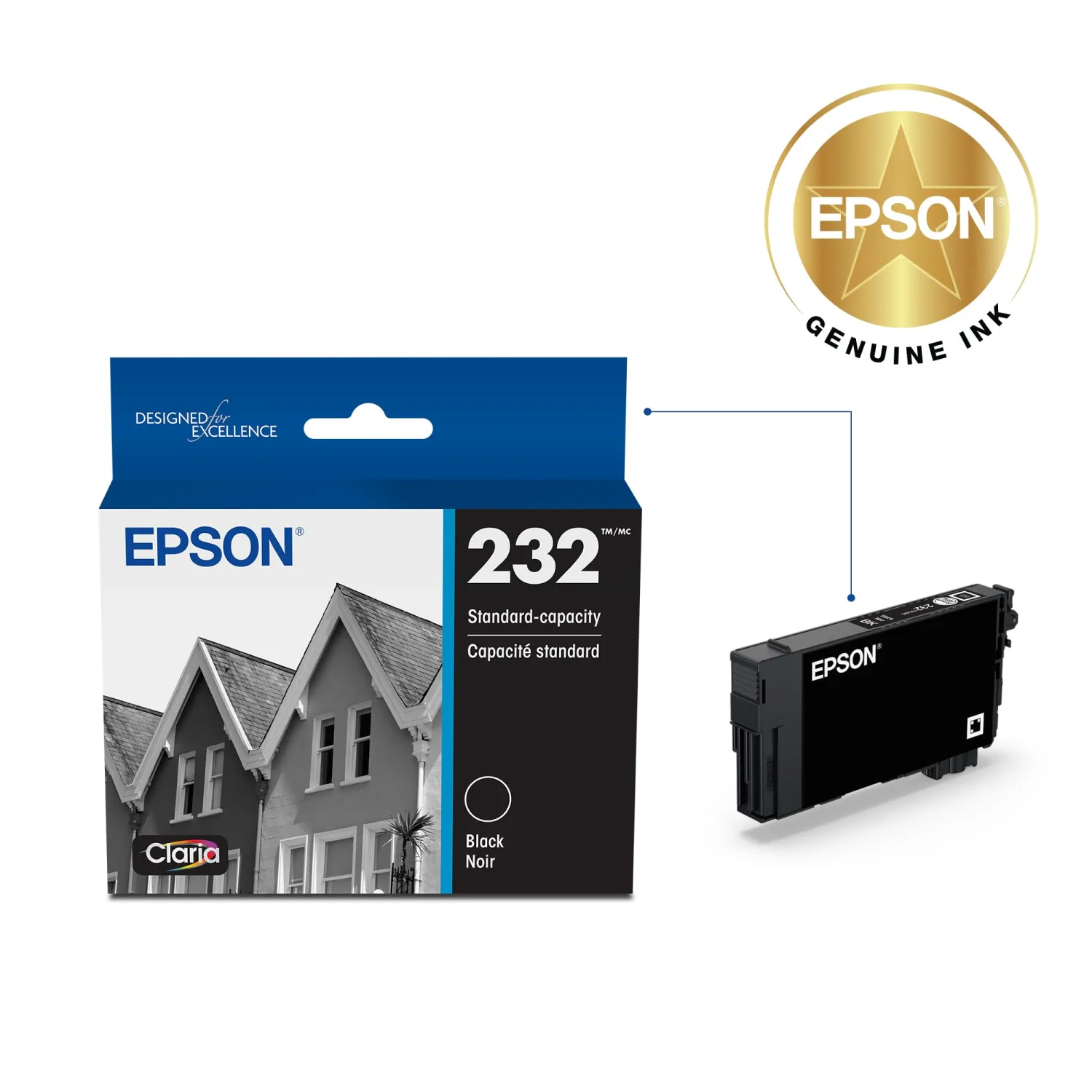 EPSON 232 Claria Ink Standard Capacity Black Cartridge (T232120-S) Works with WorkForce WF-2930, WF-2950, Expression XP-4200, XP-4205
