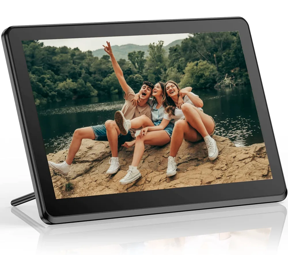 Digital Photo Frame 8 Inch HD 1280X800P with Remote Control, Digital Picture Frame 16:9 IPS Display Auto Slideshow Zoom Image Stereo Video Music Player Support USB SD Card 180° View Angle (Black)