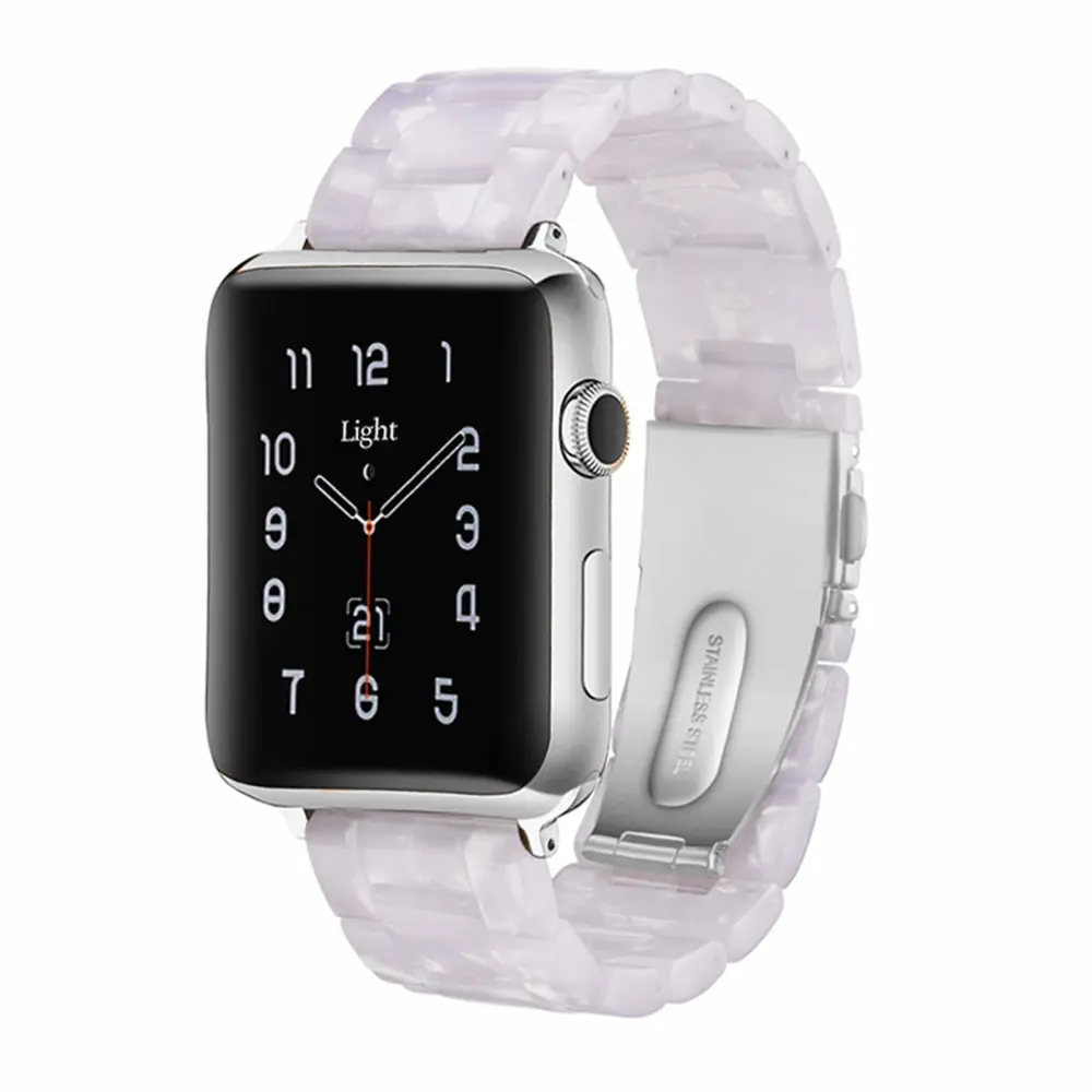 Light Apple Watch Band-Fashion Resin iWatch Bands for Women Men Bracelet Compatible with Stainless Steel Buckle for Apple Watch Series 10 Series SE Series 9 Series 8 Series 7 6 5 4 3 2 1 Ultra 2 1, 38mm/40mm/41mm/42mm(Series 10), 49mm/46mm/45mm/44mm/42mm(Series 3 2 1)