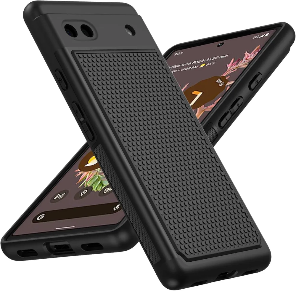 JXVM for Google Pixel 6a Phone Case: Dual Layer Protective Heavy Duty Cell Cover Shockproof Rugged with Non Slip Textured Back - Military Drop Protection Bumper Tough - 6.1inch (Matte Black)