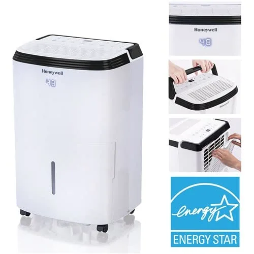Honeywell 50 Pint Energy Star Dehumidifier with Pump for Basements & Large Rooms Up To 3,500 Sq. Ft. with Mirage Display, Washable Filter to Remove Odor and Filter Change Alert