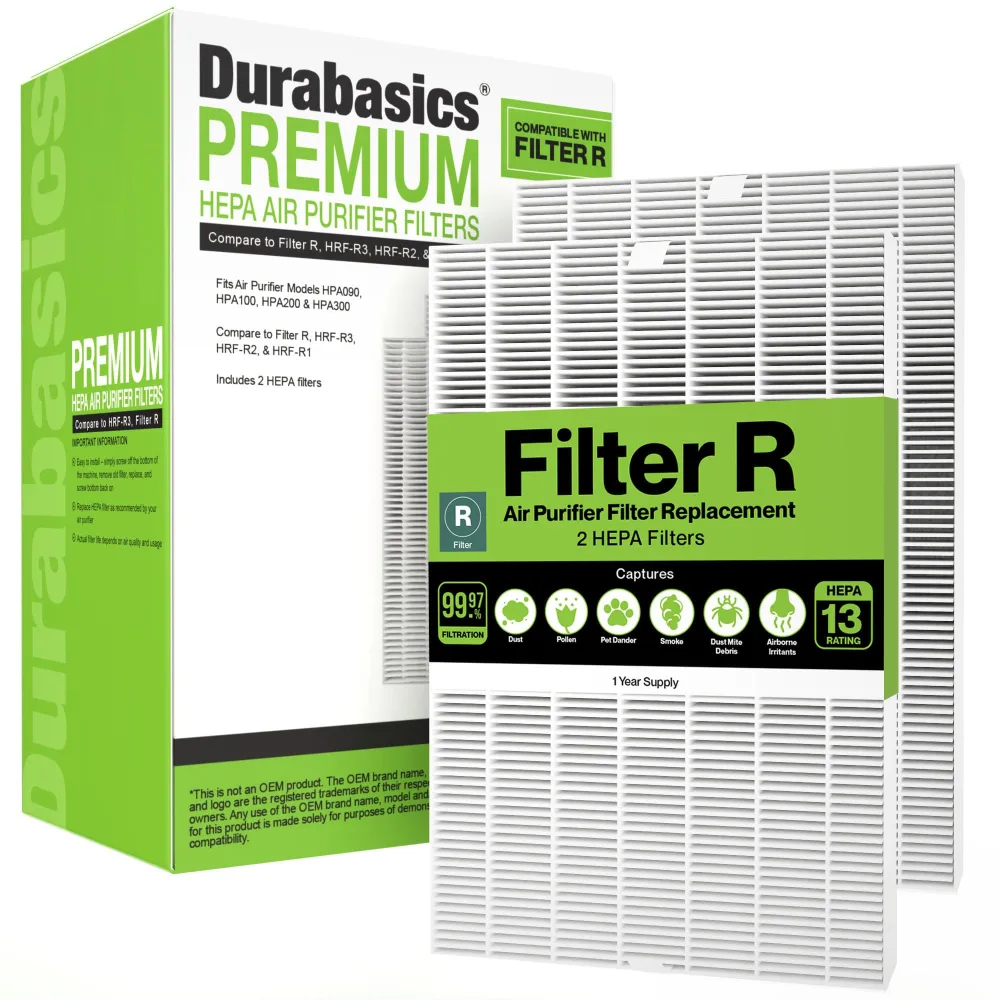 Durabasics 2 Pack of HEPA Filters Compatible with Honeywell Air Purifier Replacement Filters, Replacement for Honeywell Filter R, HEPA Filter R, HPA200, HPA 200, HRF-R1 & HRF-R2