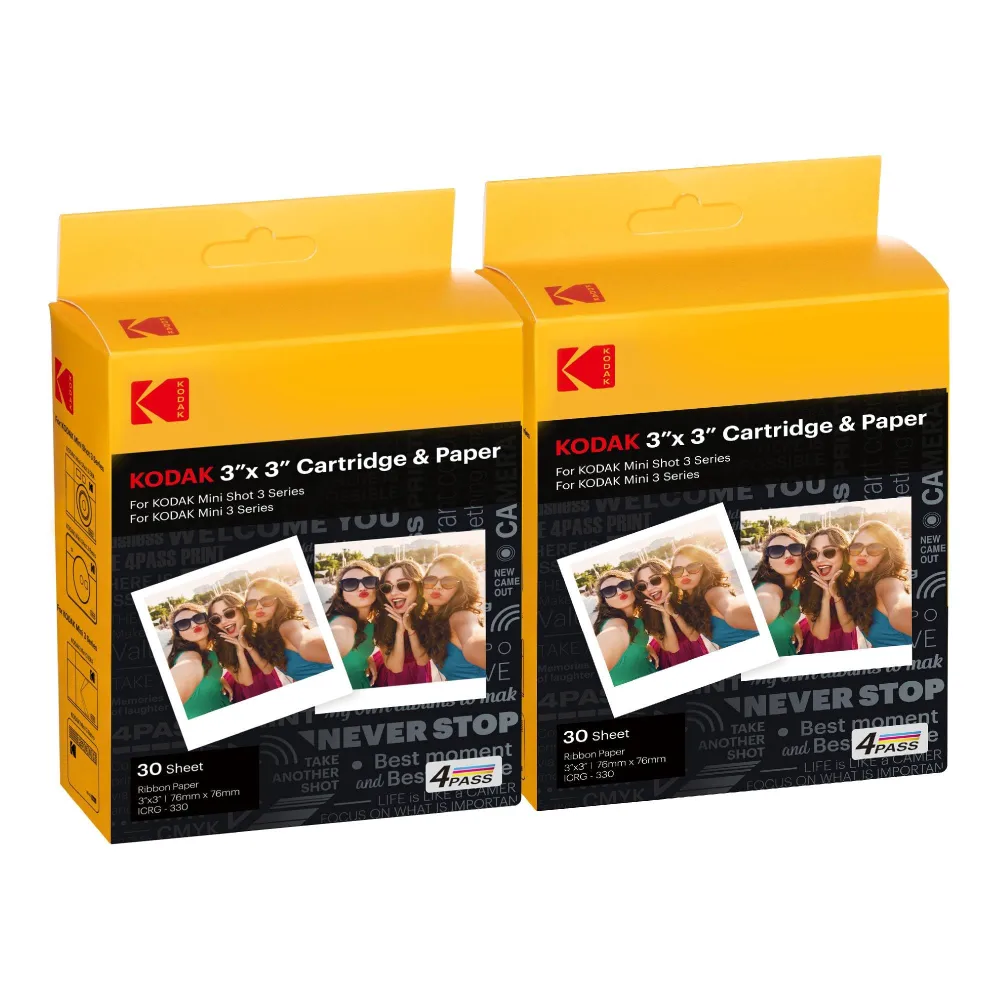 KODAK 4PASS 7.5 x 7.5 cm Film Cartridge (60 Sheets) for KODAK Mini 3 Retro and Mini Shot 3 Retro