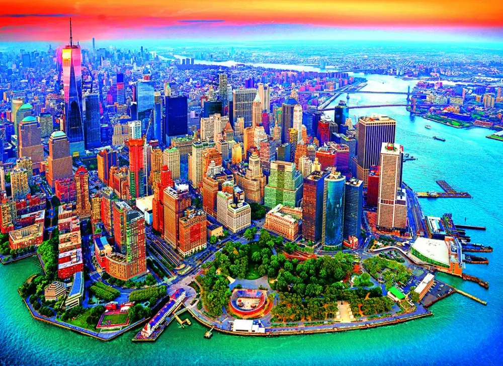 RoseArt - Kodak Premium - Ariel View of Manhattan New York City - 1500 Piece Jigsaw Puzzle for Adults