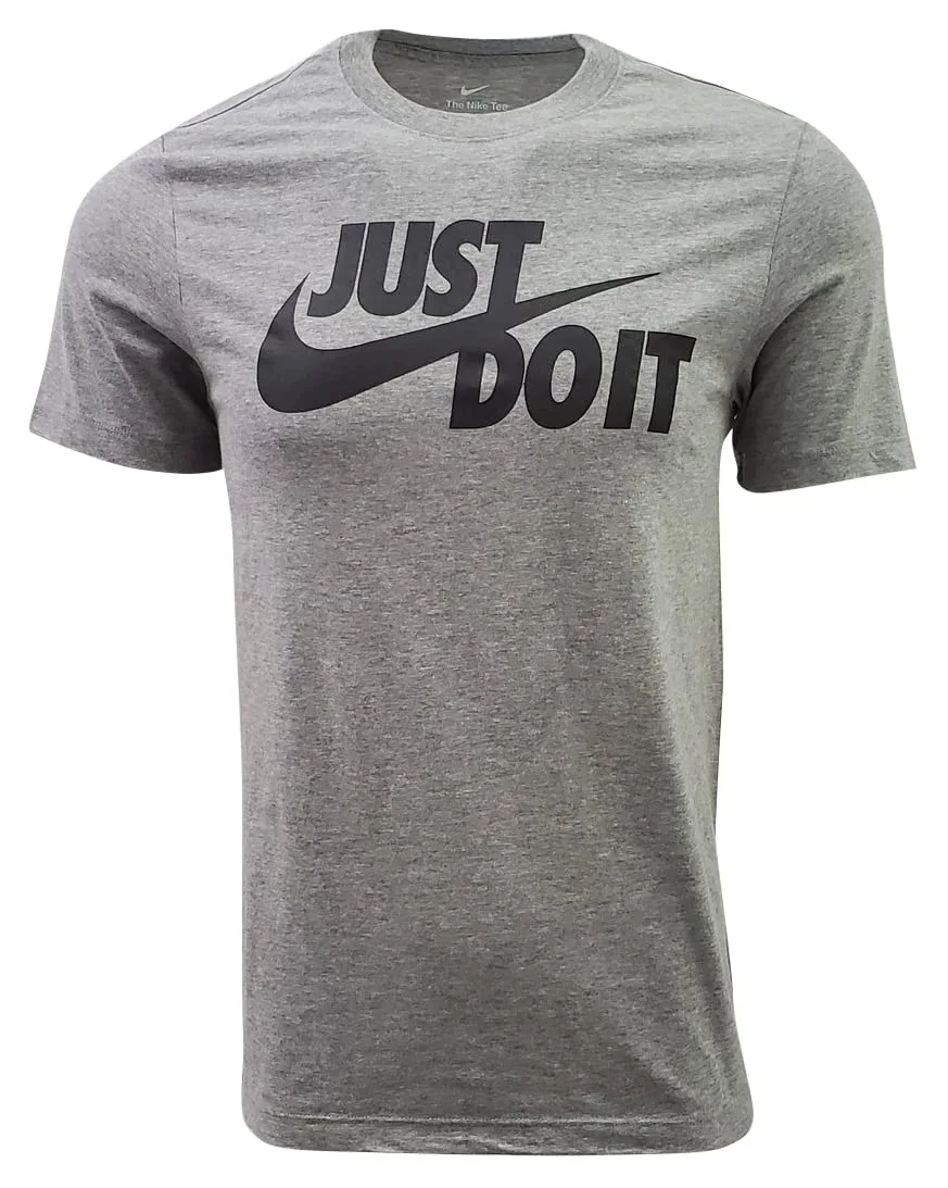 Nike Men's Sportswear Tee Just Do It Swoosh (Small, Grey Heather/Black)