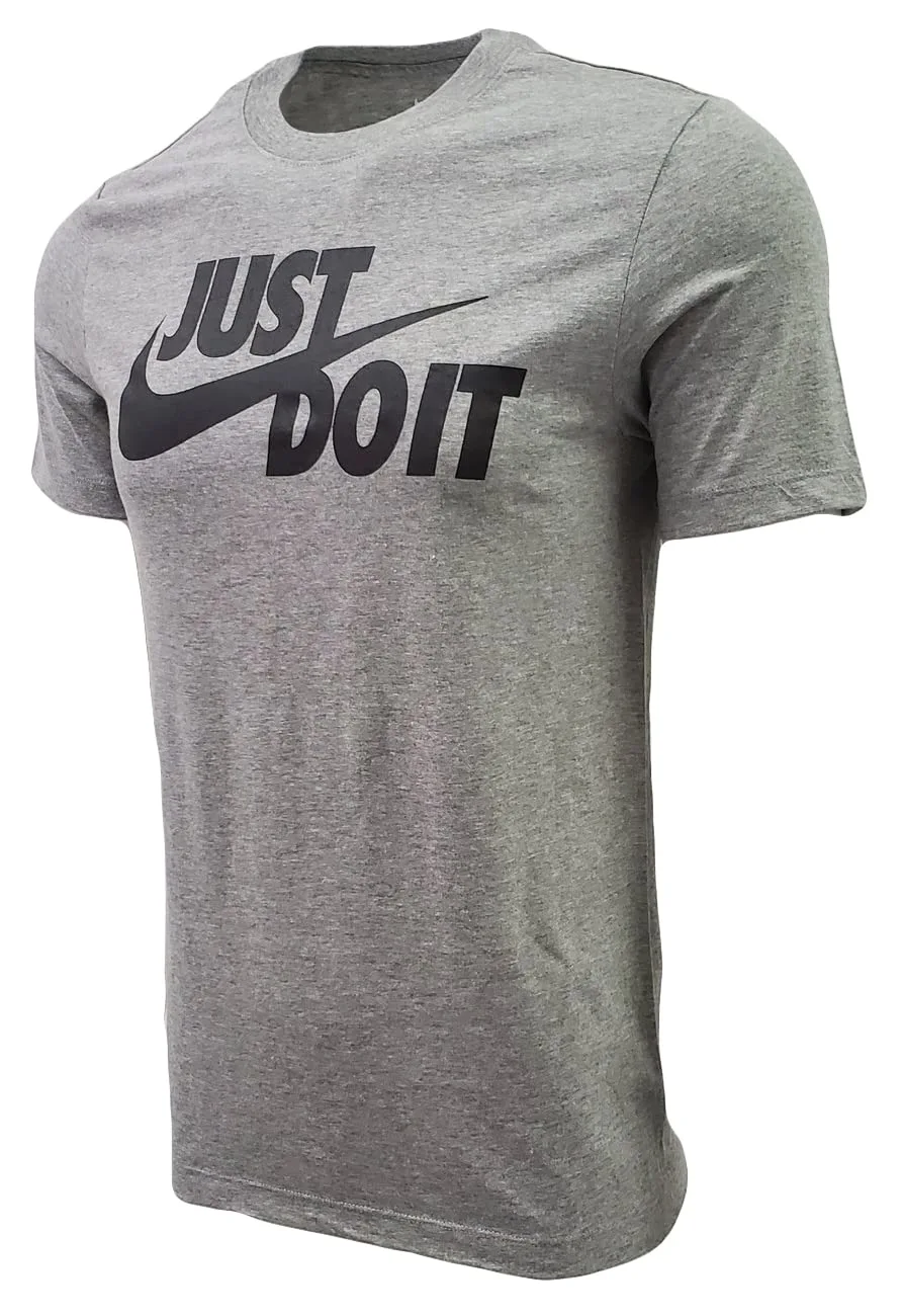 Nike Men's Sportswear Tee Just Do It Swoosh (Small, Grey Heather/Black)